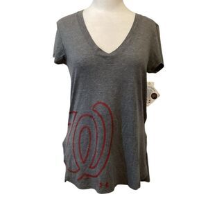 NWT Washington Nationals Under Armour Offset Logo V-Neck T-Shirt Size Small
